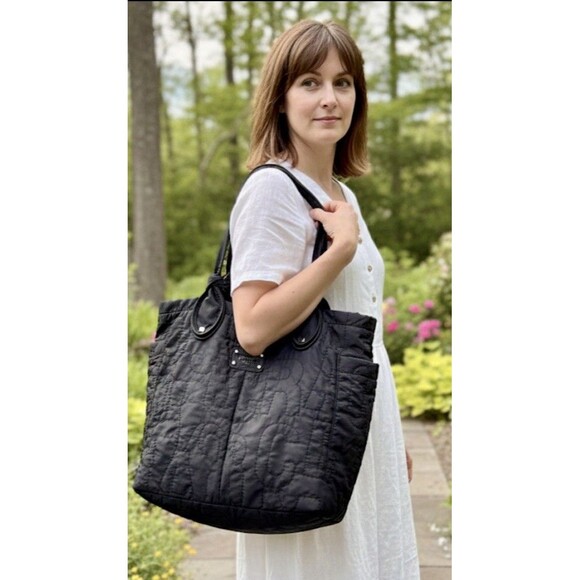 Marc by Marc Jacobs Handbags - MARC JACOBS Large Black Logo Quilted Nylon Double Handle Tote Bag 20L x 18W x 5H